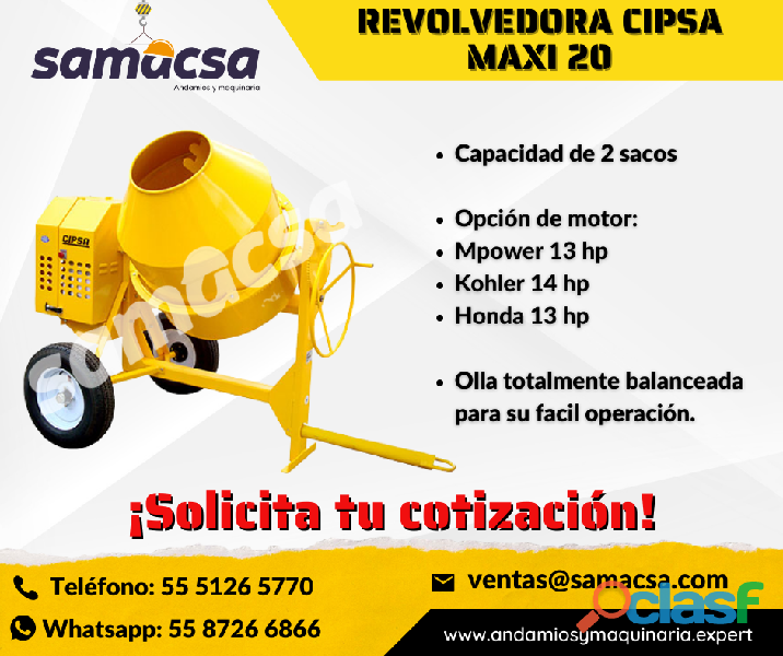 Samacsa pone a la venta Revolvedora CIPSA maxi 20