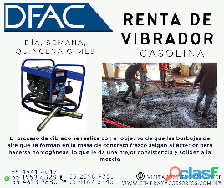 CIMBRA DFAC CDMX VIBRADORES VENTA Y RENTA
