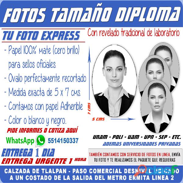 Fotos Tamaño Diploma 5 x 7 Cms.