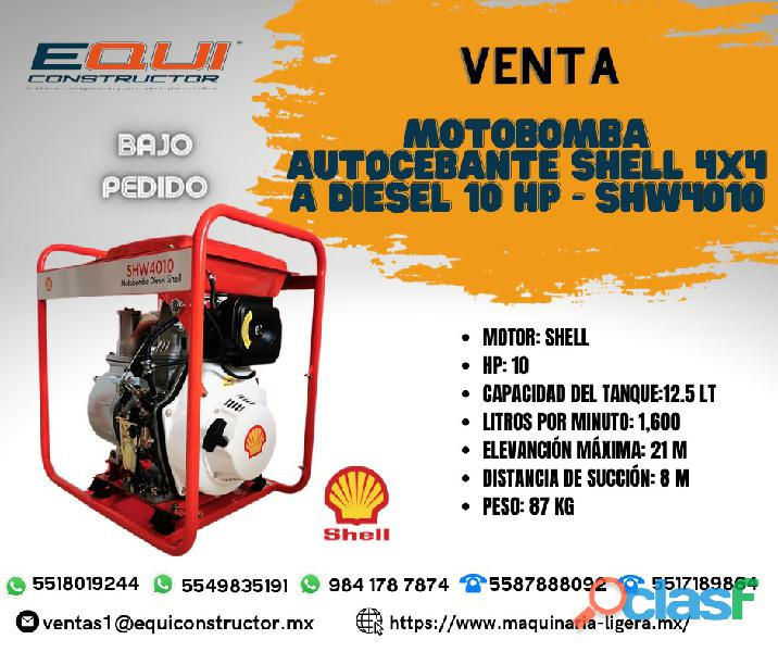 Venta de Motobomba Autocebante Shell 4x4 a Diésel 10 HP