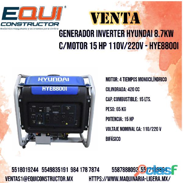 Venta Generador Inverter Hyundai HYE8800I en Guanajuato