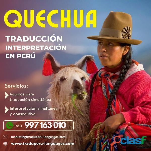 Servicio Traducción simultánea INGLES QUECHUA LIMA Perú