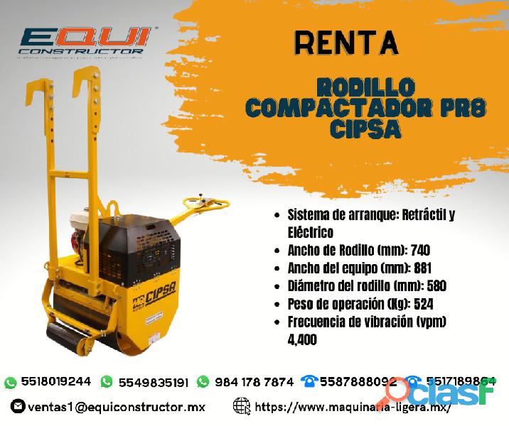 Renta de Rodillo Compactador PR8 CIPSA.