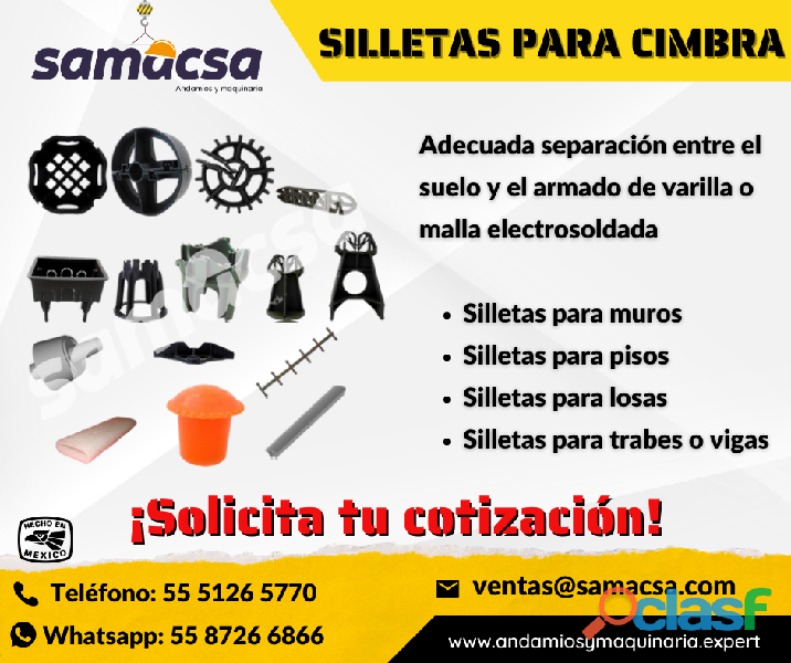 Silletas Samacsa tipo Plásticas para calzar acero