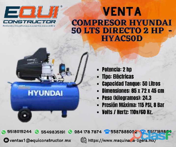 Venta de Compresor Hyundai 50 Lts Directo 2 HP HYAC50D.