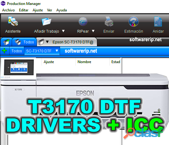DTF DRIVER Epson T3170 + ICC PROFILE + FLEXISIGN 22 PACK