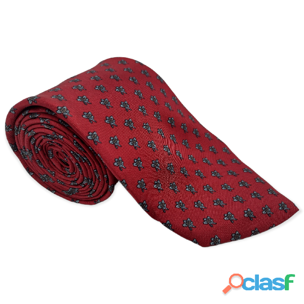 Corbata Christian Dior Standard Seda Roja y Flores Vintage