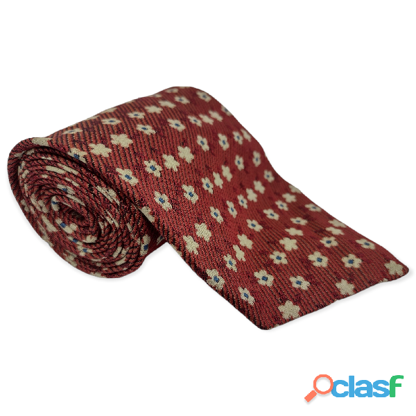 Corbata Hugo Boss Clásica Seda Roja Floral