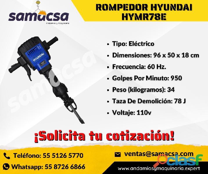 Martillos Hyundai eléctricos tipo Rompedor HYMR78E