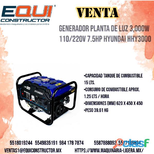 Venta de Generador Planta de Luz 3,000W 110/220V 7.5HP