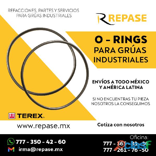 O Rings y refacciones Terex para grúas industriales
